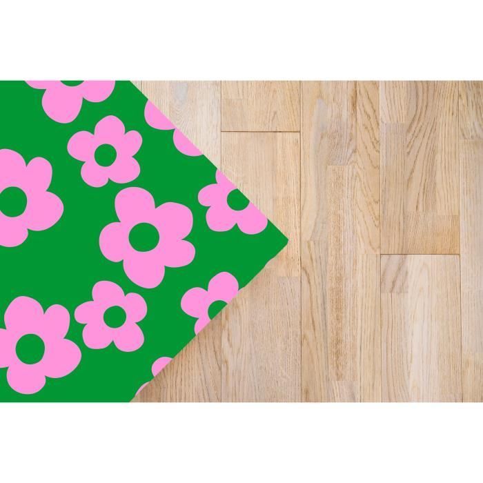 Tapis Vinyle Agatha Ruiz de la Prada Impressions de Base Fleurs Lilas Vert 40x80 cm - Tapis pour Cuisine, Bureau et Salon en PVC