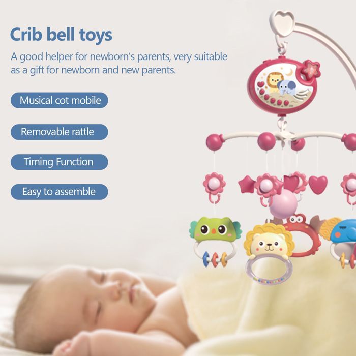 TTLIFE Musical Baby Crib Mobile, 360° Rotating Baby Crib Mobile with Star Projection, Animal Rattles Baby Toys