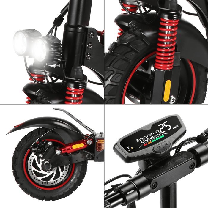 Monopattino elettrico per adulti EBOOST GO, autonomia di 50 km, velocità massima di 25 km/h, pieghevole, sospensioni anteriori e posteriori, doppi freni a disco.