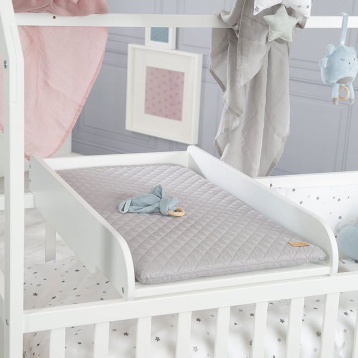 Wickeltisch + „Roba Style“-Matratze – ROBA – Zur Verwendung auf einem Babybett – Weiße/graue Matratze