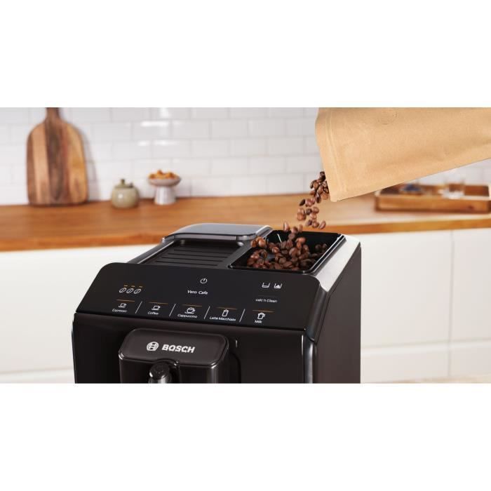 Cafetera espresso Verocup con molinillo incorporado - BOSCH - Serie TIE20119 2 - 1300 W - Capacidad para 250 g de granos - 1,4 L - Negra