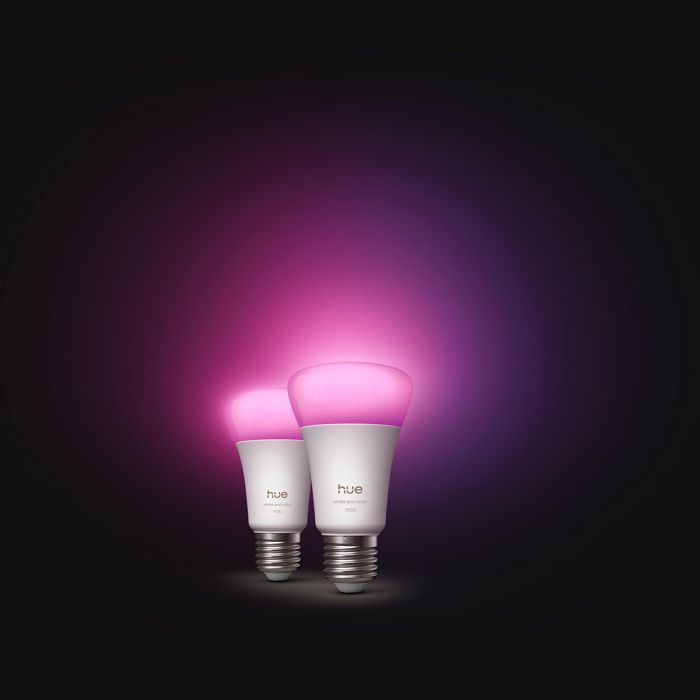 Pack of 2 A60 connected LED bulbs - PHILIPS HUE - White and colored light - E27 base - 8.1W - 1000-2000k - 1100 lumens