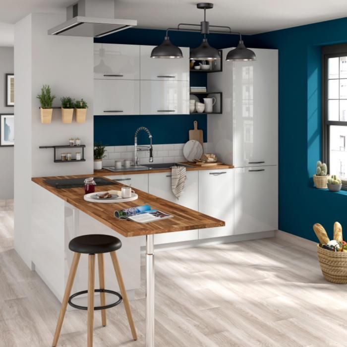 Solid acacia worktop, oiled, laminated, L.250 x W.65 cm, Thickness 26 mm