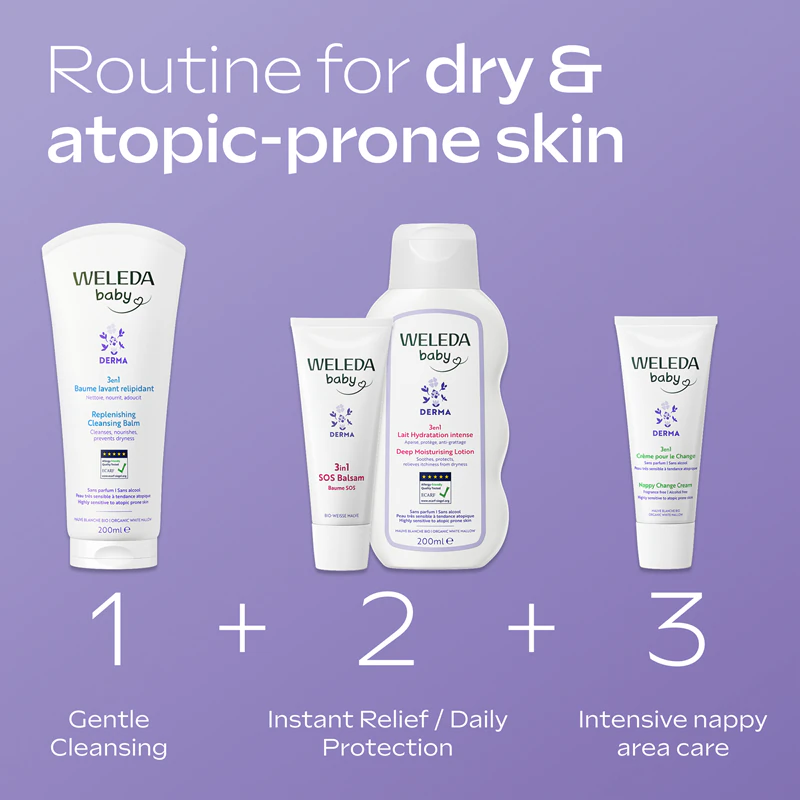 Weleda Baby Derma -puhdistusbalsami rauhoittaa ihoa