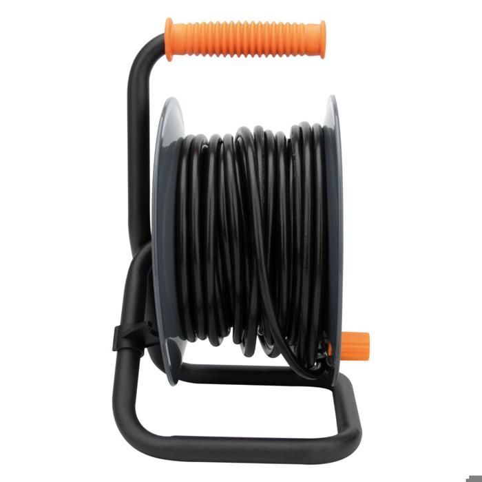 Carrete de cable de 4 tomas H05VV-F 3G1mm² 25m + disyuntor - Negro - Zenitech