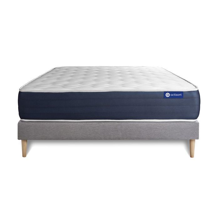 Conjunto de colchón y base de cama de 120x190 cm - Base de cama gris (requiere montaje) - Actilatex Sleep