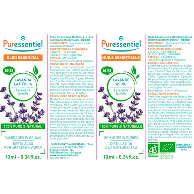 Puressentiel Huiles Essentielles Lavande Aspic Bio Lavender Latifolia eterisk olja 10 ml 10 ml
