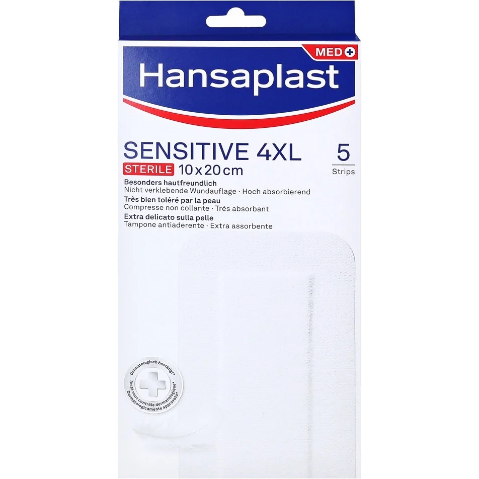 HANSAPLAST Hansaplast Sensitive 4XL 10x20 cm 5 Streifen steril
