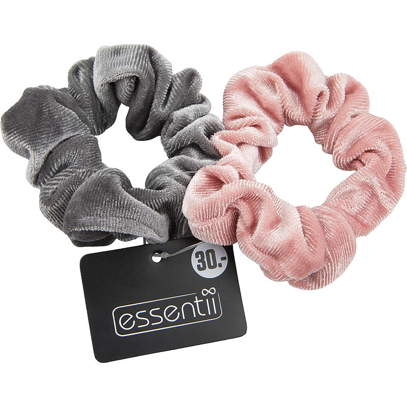 Essentii Haargummi 2er-Pack, pink/silber