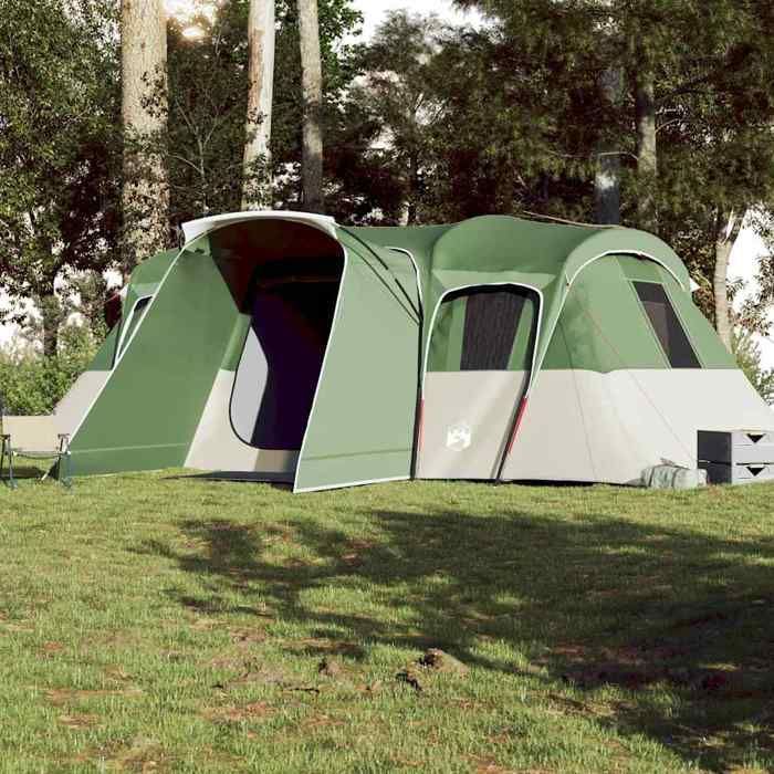 Tienda de campaña familiar tipo túnel impermeable verde vidaXL para 16 personas, tienda de campaña, refugio de camping, refugio de jardín, tienda de campaña, refugio 94707