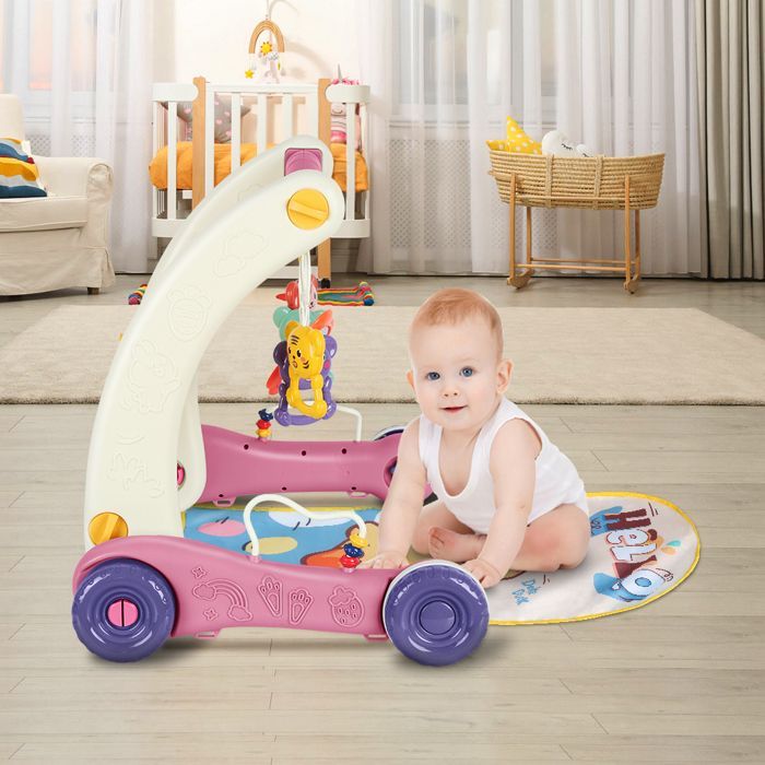 YIPEEMA. 2-in-1 baby playmat and walker, playmat - activity area, with four wheels, pink, 41*69*45 cm.