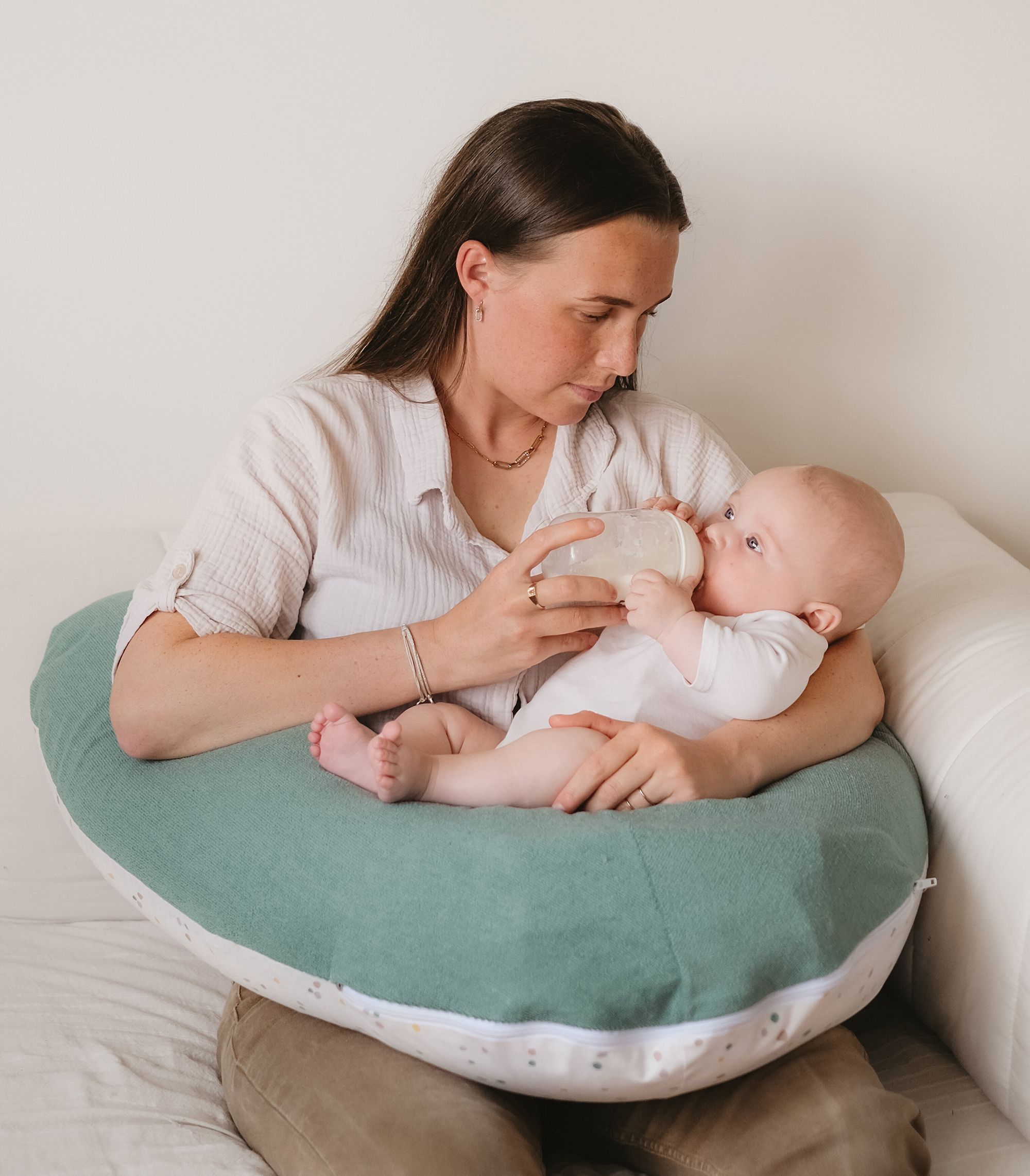 Coussin de maternité 3-en-1 - TINEO - MULTIRELAX - Tissu éponge - Vert / Pois