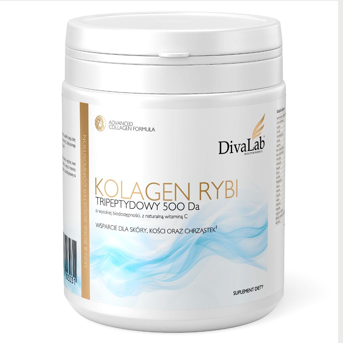 DivaLab Kollagenfisktripeptider 500 Da med naturligt C-vitamin