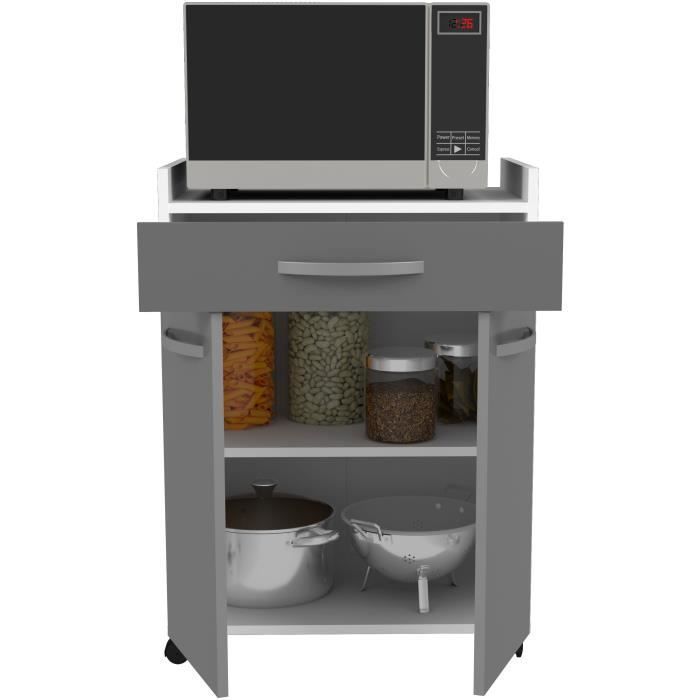 OSLO Serving Cart, 60 cm - 1 Drawer and 1 Door - W 60 x D 44 x H 81 cm - Glossy Grey - EKIPA