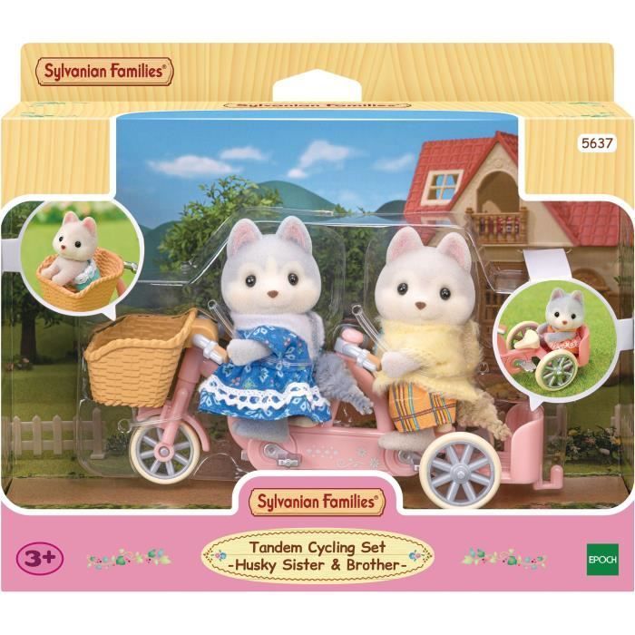 Miniaturas - Famílias Sylvanian - 5637 - Os Irmãos e Irmãs Husky e sua Tandem