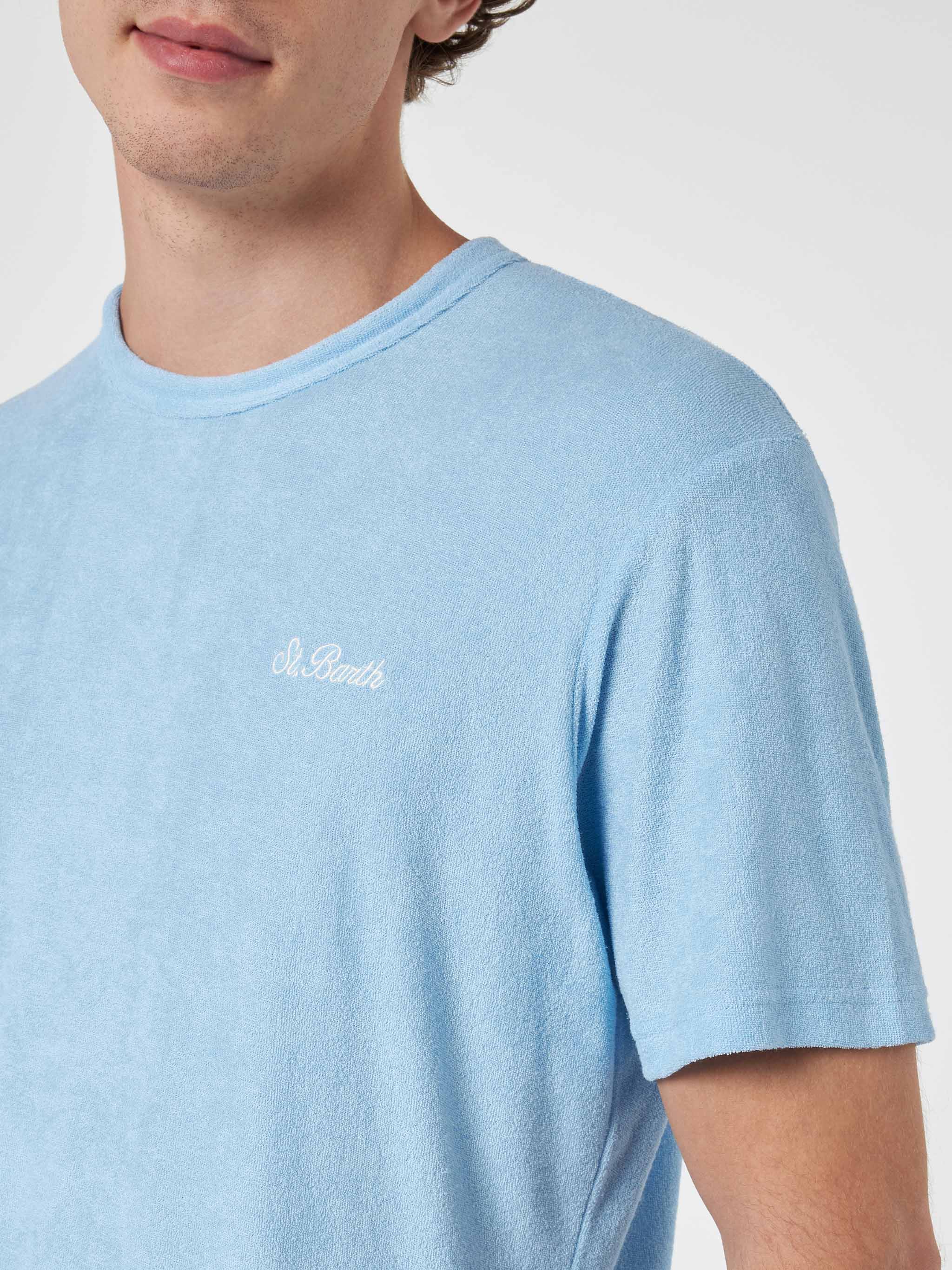 Camiseta de felpa azul claro para hombre Gary con bordado de San Bartolomé