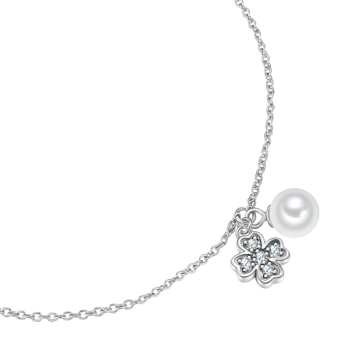 Bracelet Glanzstücke München, trèfle à quatre feuilles en argent sterling – longueur de base 17,0 cm + extension 5,0 cm