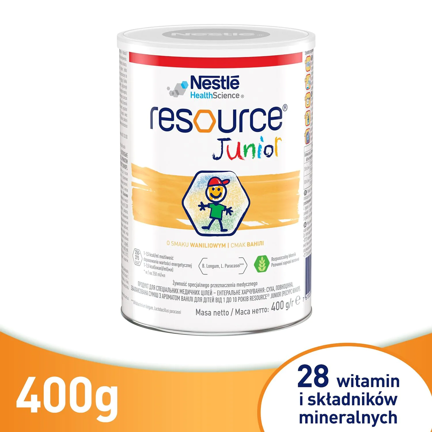 Resource Junior, Dieta w proszku przeznaczona dla dzieci powyżej 1. roku życia, Smak waniliowy