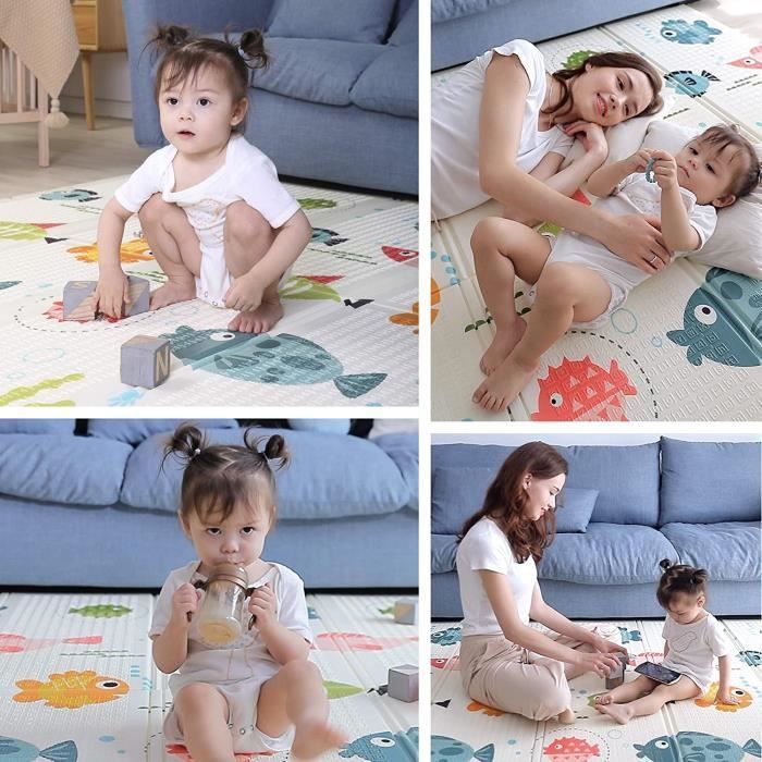 Alfombra de juegos de doble cara para bebés - Marca - Modelo - Impermeable - Plegable