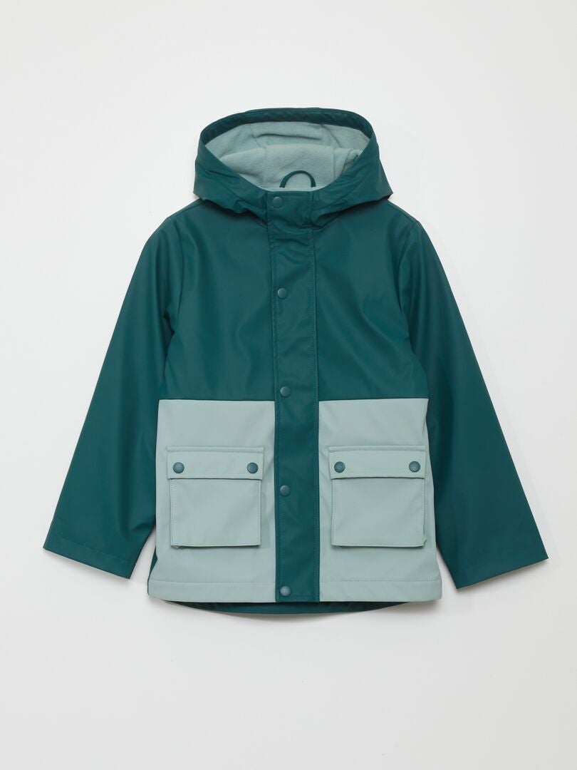 Parka bicolor com forro de lã polar - VERDE