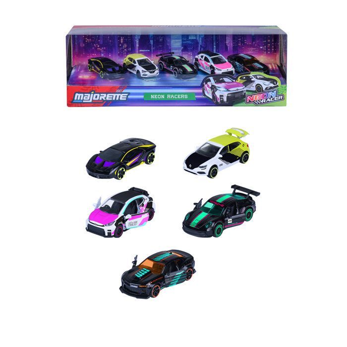MAJORETTE - SL Neon Racer 5 véhicules Giftpack - Dès 3 ans