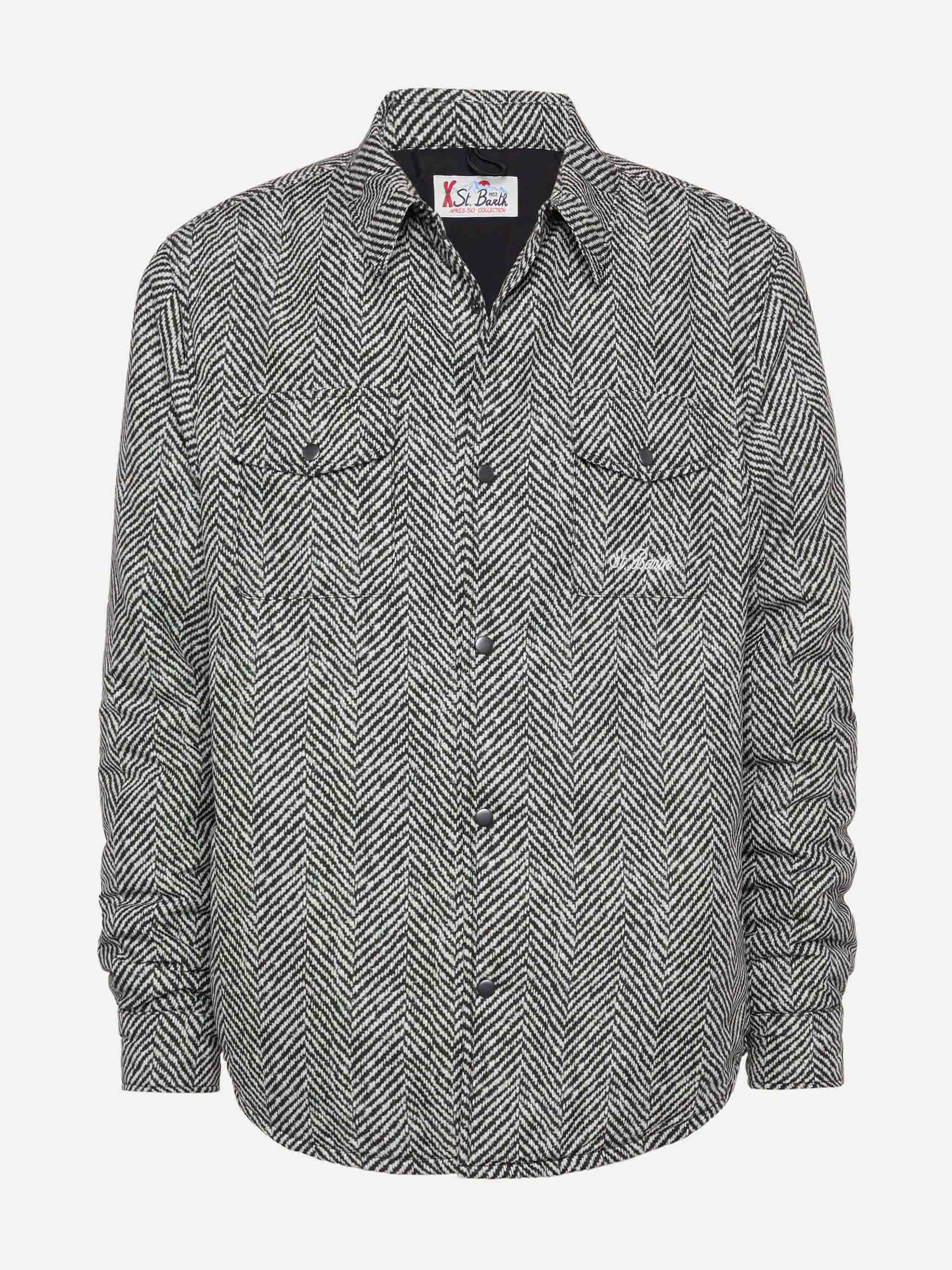 Chalet overshirt van technisch textiel met visgraatprint.