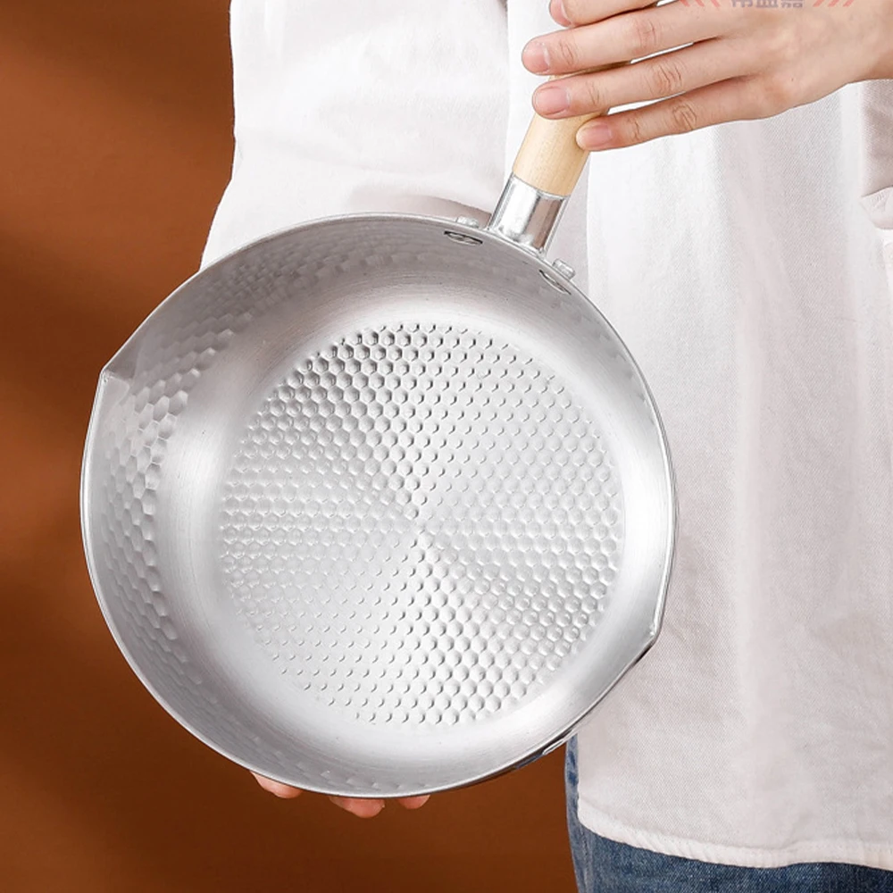 Marmite en acier inoxydable 430, poêle à neige japonaise, wok, casserole à ragoût avec manche en bois, pot à lait, ustensiles de cuisine