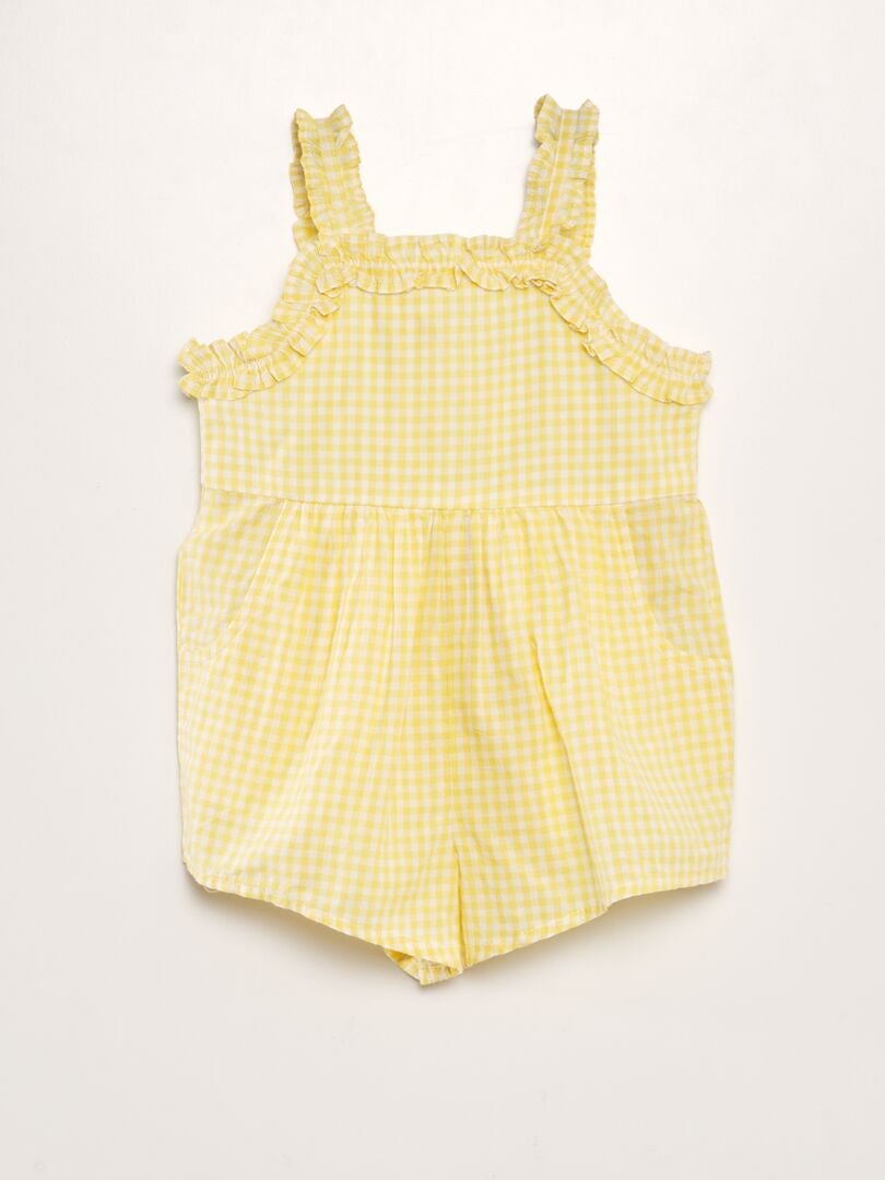 Kombinezon z woalu bawełnianego w kratkę gingham - ŻÓŁTY