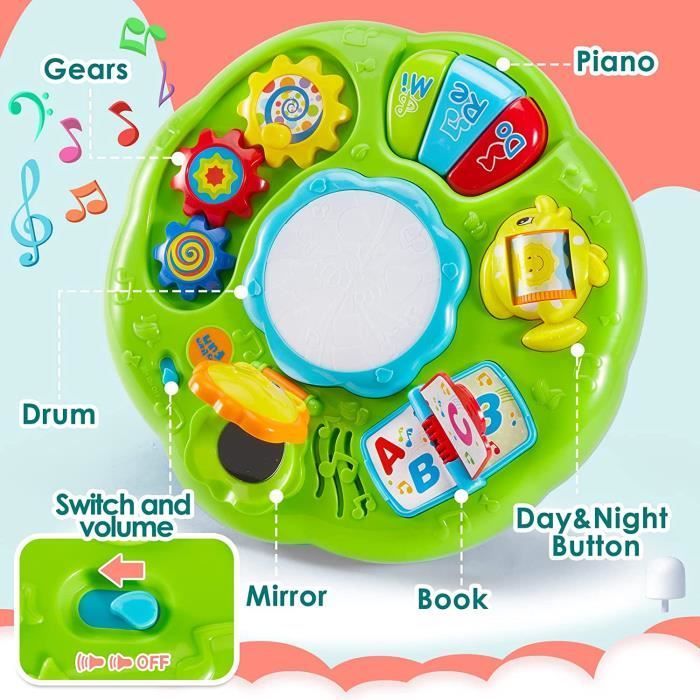 Tavolo attività - Tamburo per bambini - Giocattolo musicale - Luci - Educativo - Dai 18 mesi in su