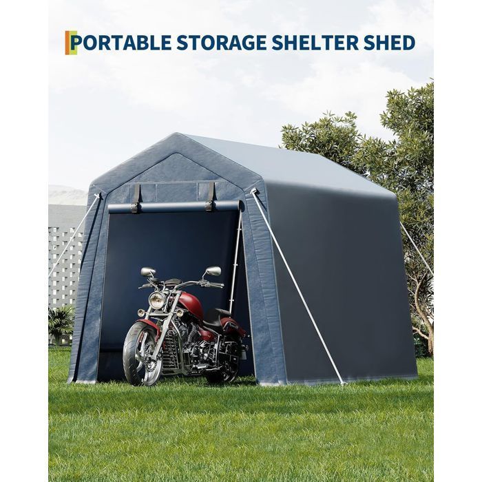 Abrigo portátil para motocicleta GRAVEE, garagem para motocicleta, proteção para veículos de duas rodas, armazenamento externo, tecido Oxford impermeável, azul-acinzentado, 1,8 x 1,8 m