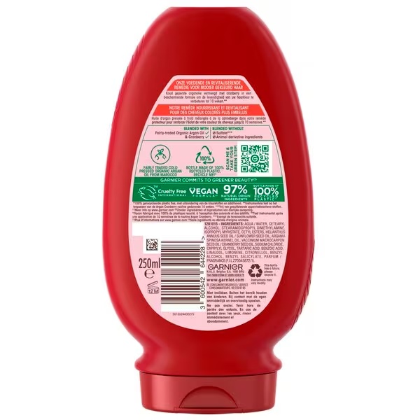 Garnier Ultra Doux - balzam - arganovo olje in brusnica - barvani lasje ali lasje<br>250 ml