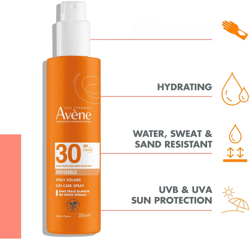 Spray protetor solar invisível Avène FPS 30