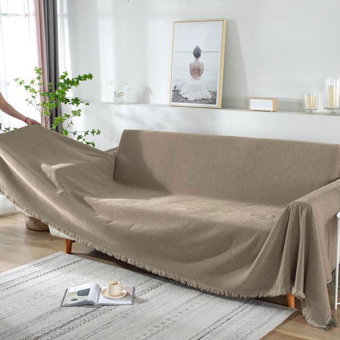 Bankhoes - SOKERDY - 3-zits - Waterdicht - Krasbestendig - Sepia 180x300cm
