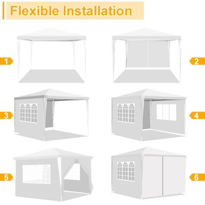 Bettizia Tente Pavillon Tente de Jardin protection parfaite par tous les temps 3x3m Blanc ACCESSOIRE DE GLORIETTE