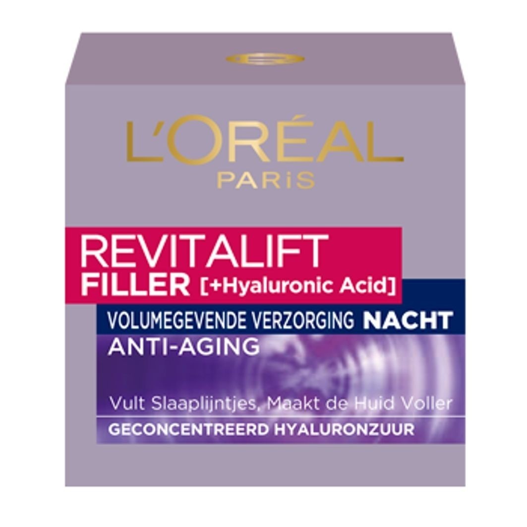 „L'Oréal Paris Revitalift“ naktinis kremas su hialurono rūgštimi – senėjimą stabdantis – 50 ml