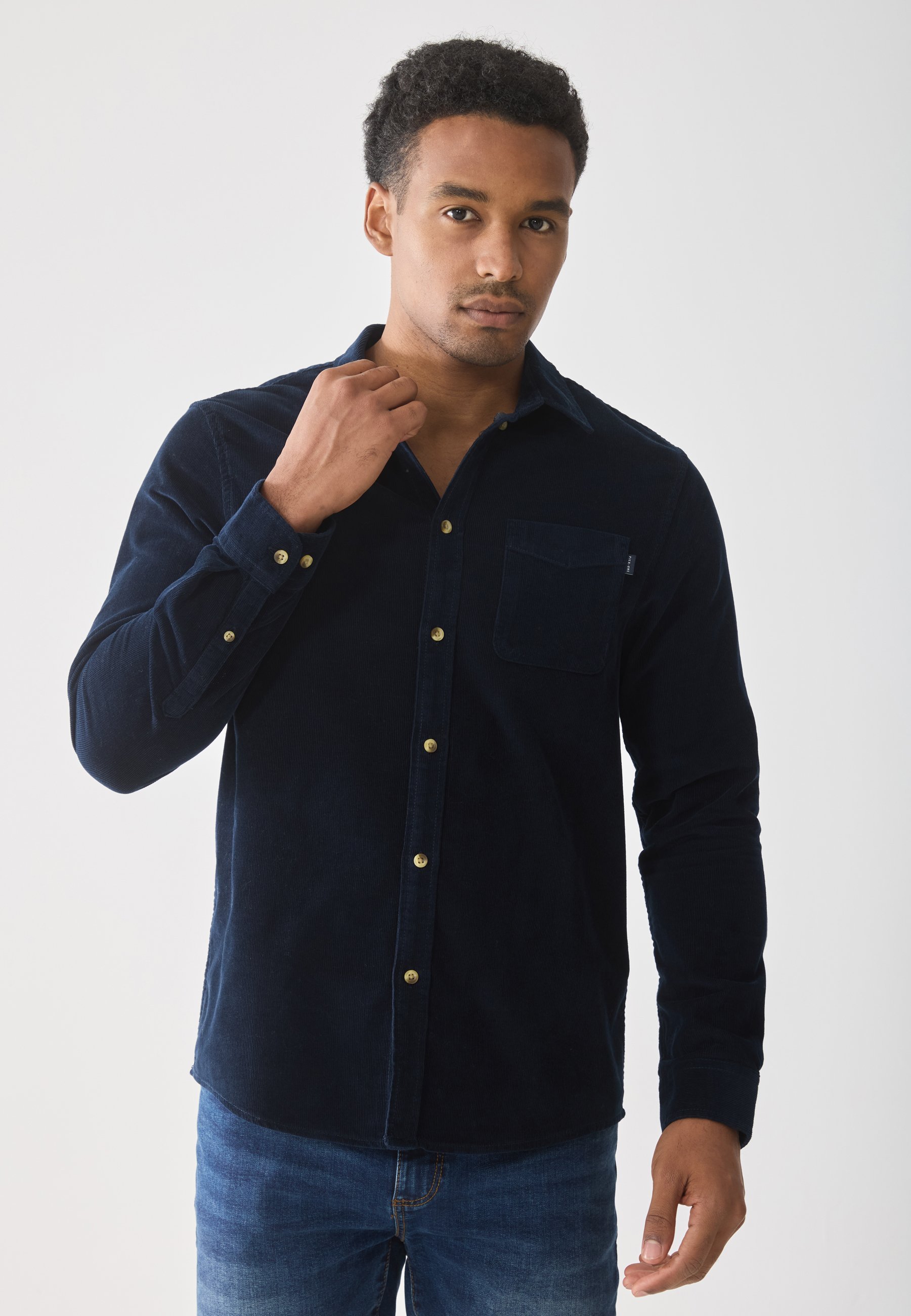 Pier One corduroy overhemd - overhemd - donkerblauw
