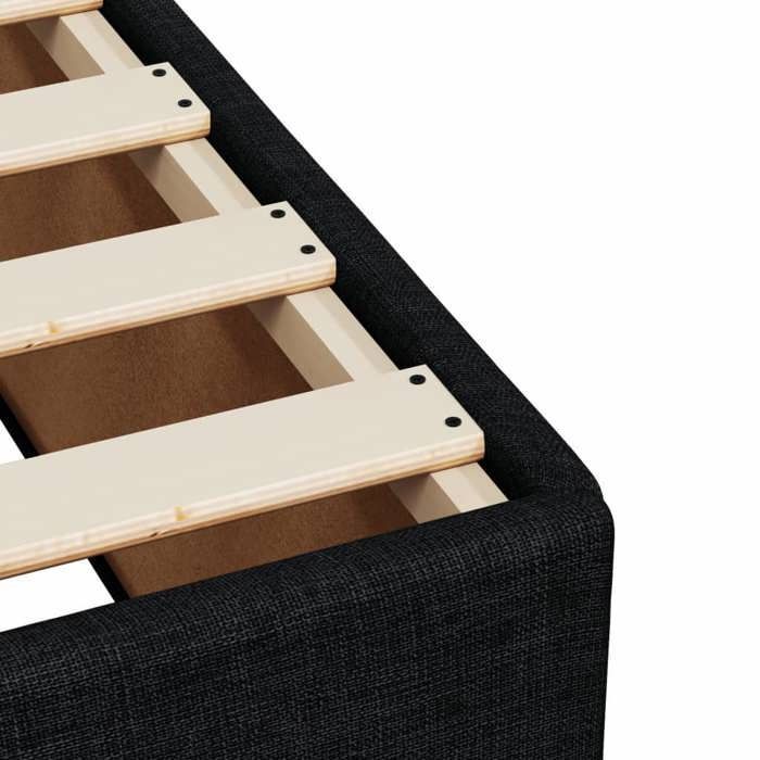 Cama de madera negra de 200 x 200 cm - Carga máxima 150 kg - Estructura de cama - Colchón no incluido - Tela negra de 200 x 200 cm 005_483582