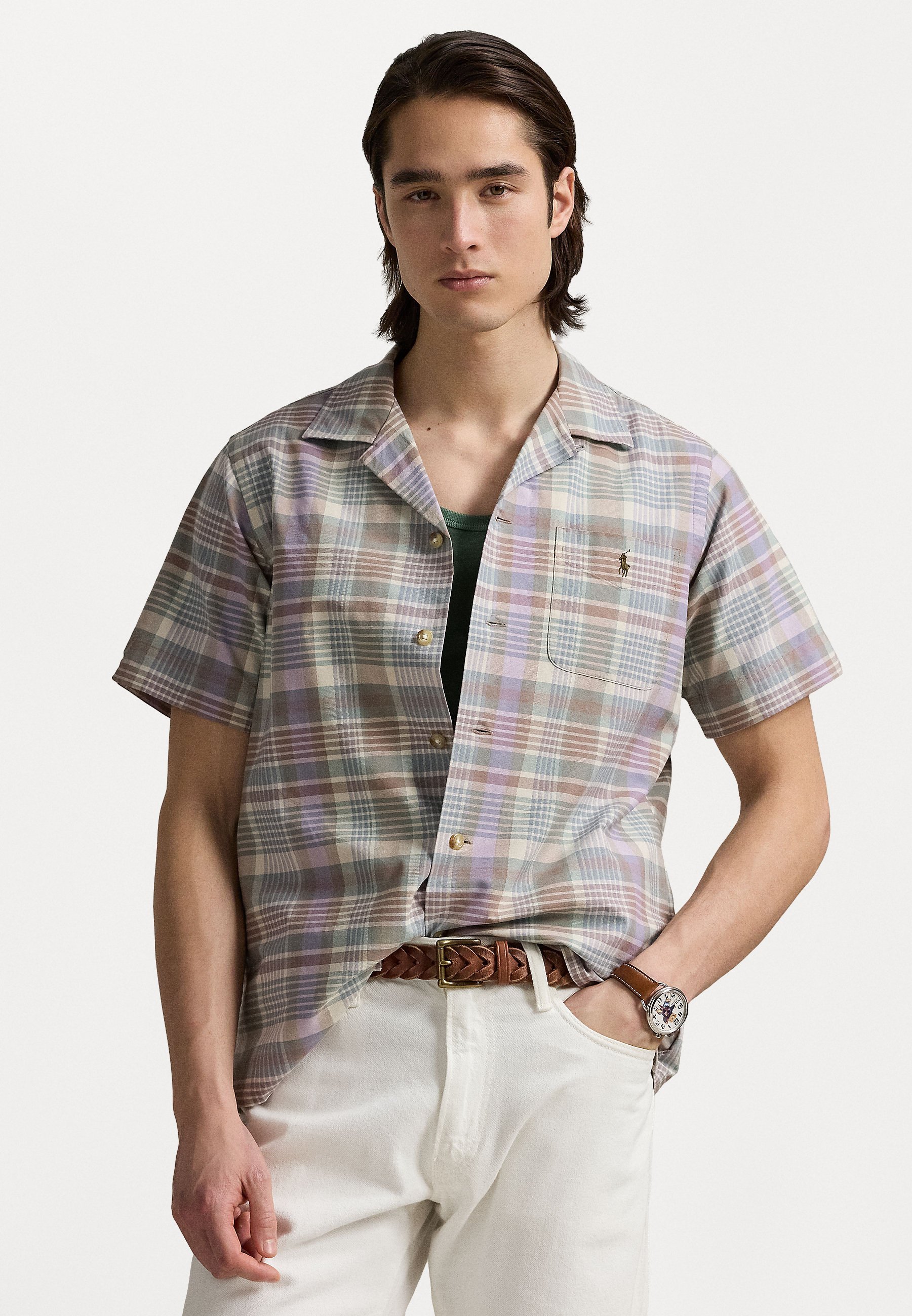 Polo Ralph Lauren SHORT SLEEVE SHIRT - Košeľa - khaki zelená multi