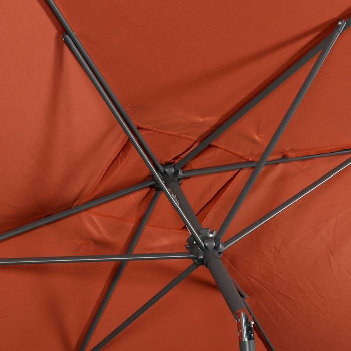 Ombrellone rettangolare dritto 2x3 m - Touquet terracotta - palo centrale in alluminio regolabile e manovella di apertura