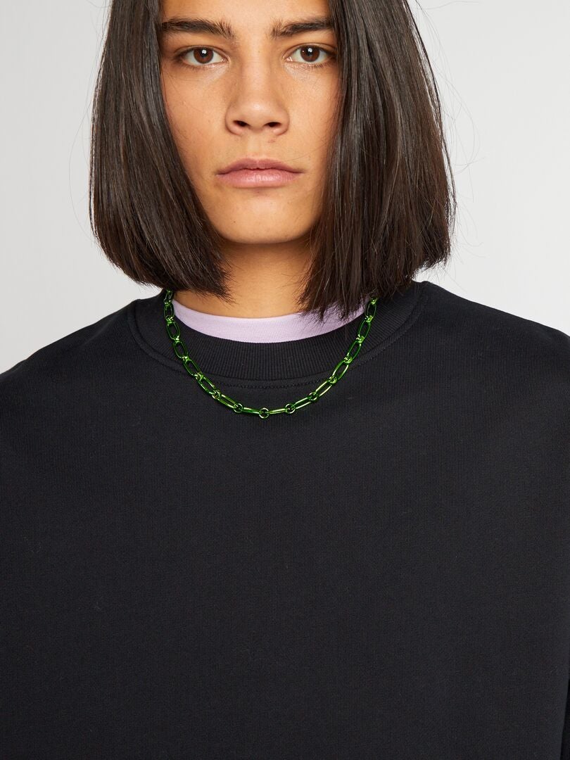 Sweatshirt met ronde hals en details - zwart