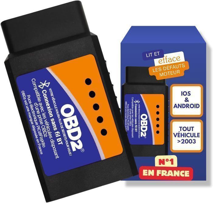 OBD2 diagnostic tool - Reads and clears engine fault codes - 7/7 French support
