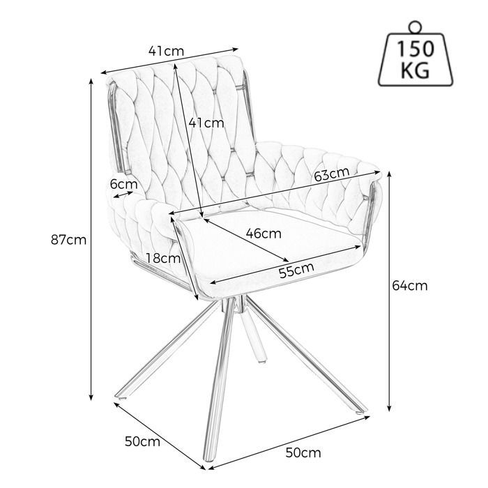 MODFU Juego de 6 sillas de comedor con 4 patas metálicas, sillas giratorias de ocio, terciopelo, color beige.