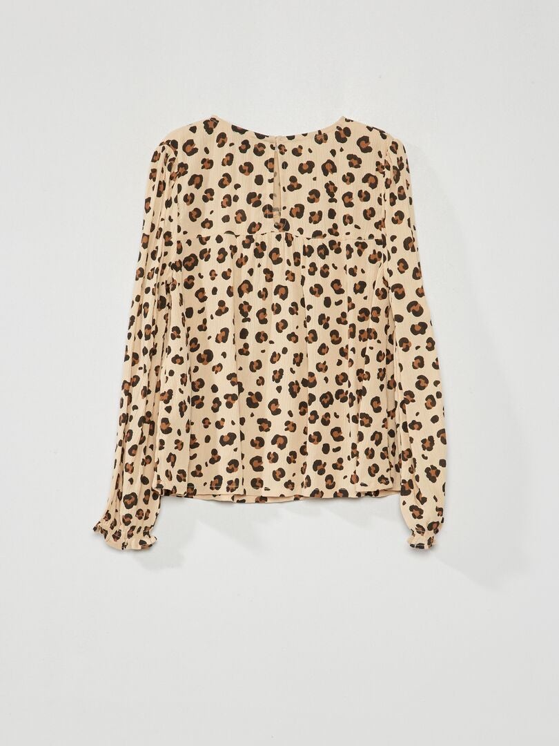 Blusa de manga comprida com estampa - Bege