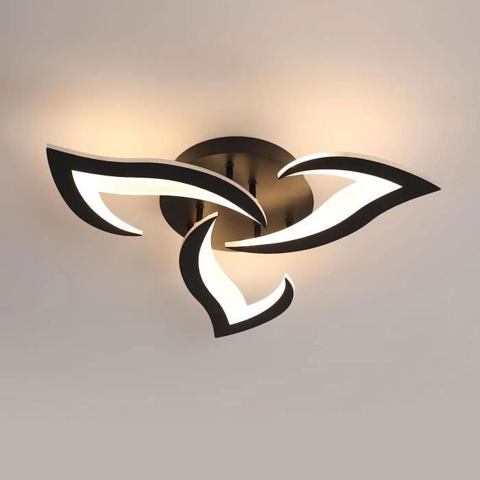 DELIPOP Plafonnier LED moderne 36W - 3000K lumière chaude Lampe de plafond pour salon chambre salle à manger - 3 Lumières - Noir