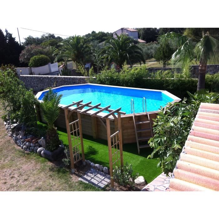 UBBINK Piscine bois Azura 400x750 H130cm - Liner Bleu  - Hors sol, semi enterrée ou enterrée - Garantie 15 ans