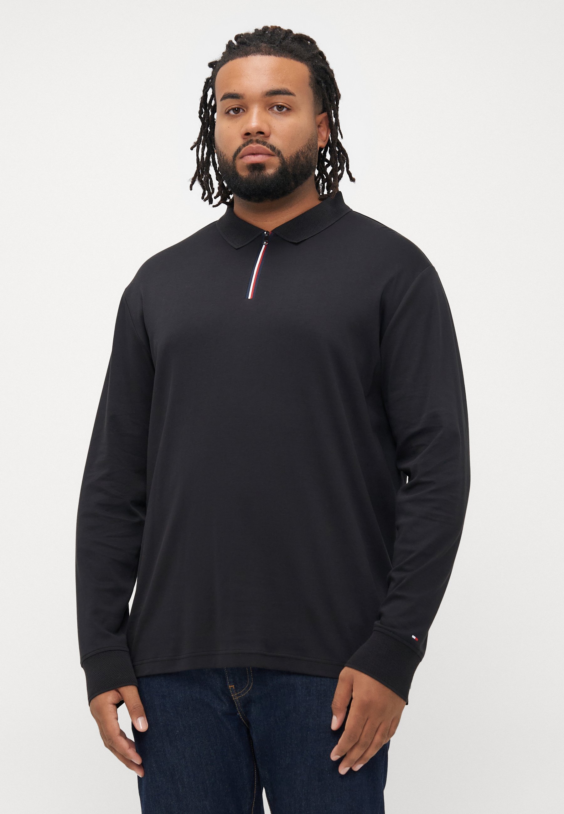 Tommy Hilfiger ZIP - Koszulka polo - czarna