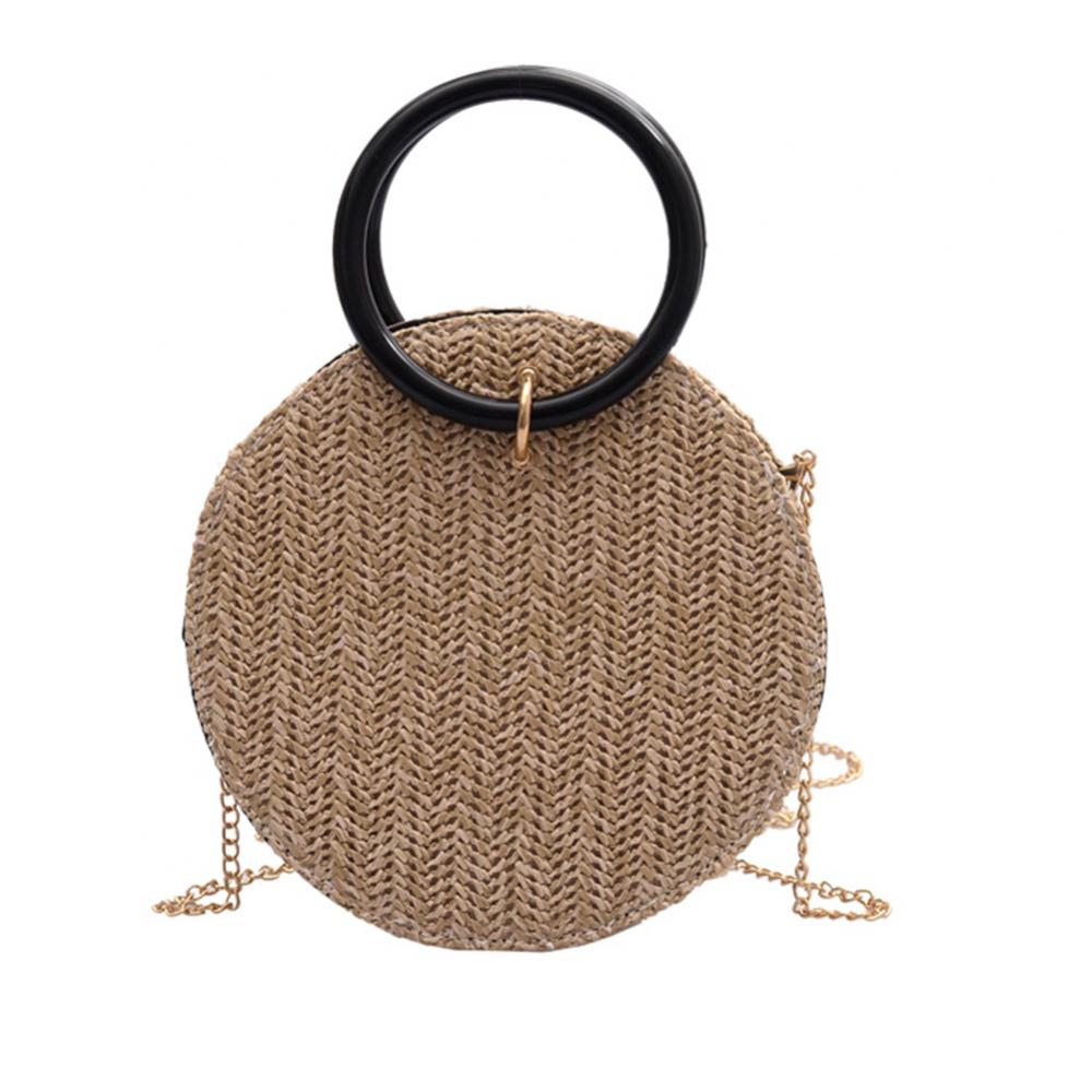 2020 Fashion Round Straw Shoulder Bag Summer Elegant Crossbody Bag Boho Shoulder Chain Bags Handbag for WOMEN Girls