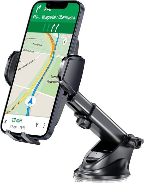 Support Telephone Voiture,Universel Tableau de Bord Porte Telephone Voiture,Rotation 360°Réglable Support avec Super Ventouse(Noir)
