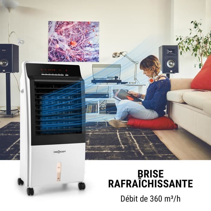 Rafraîchisseur d'air - OneConcept - Ventilateur humidificateur - Purificateur d'air - Blanc