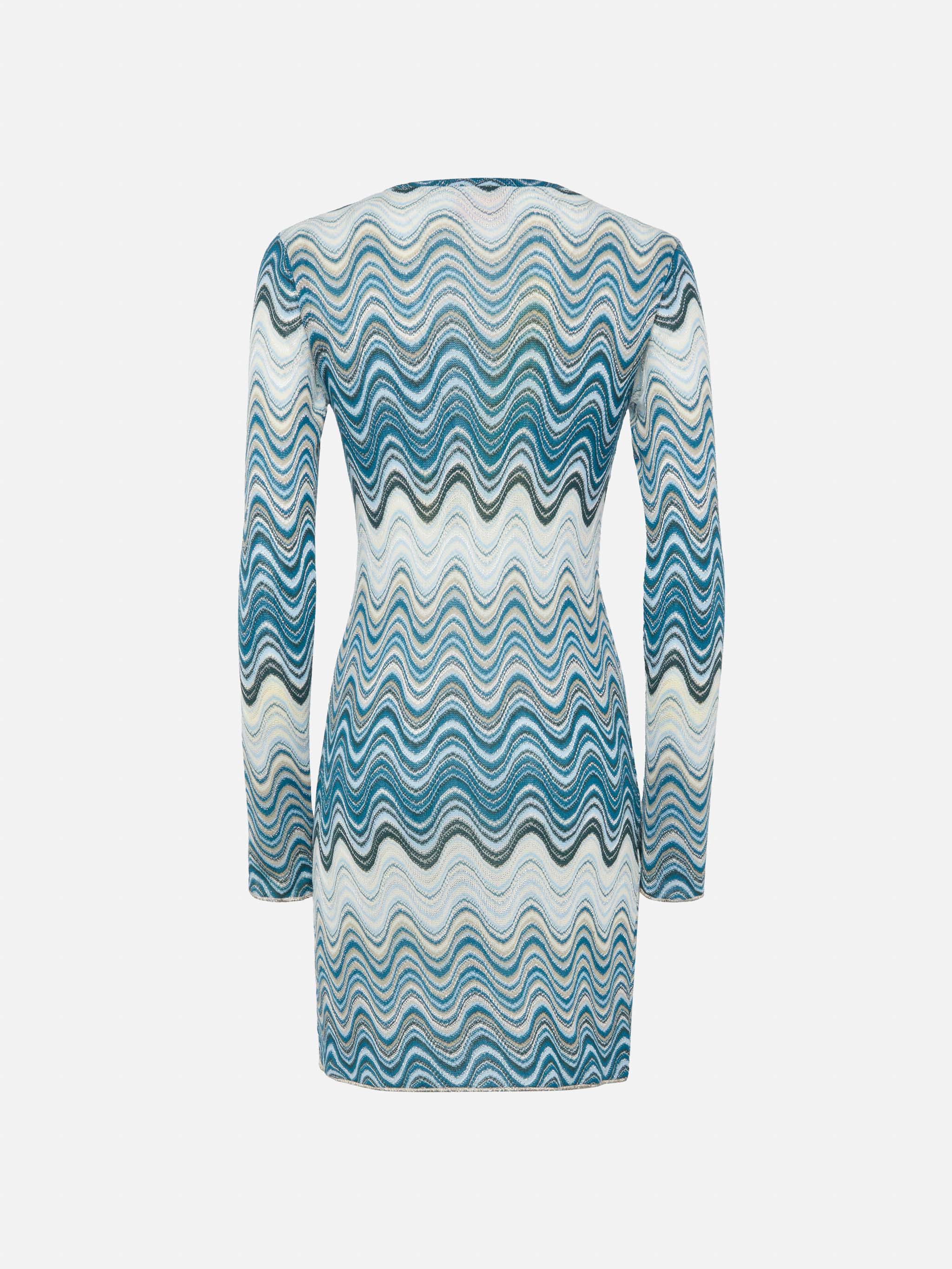 Imany minijurk in turquoise raschel gebreide stof